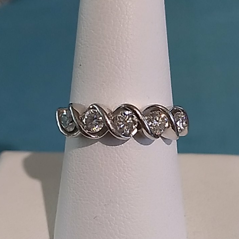 Sterling Silver 5-Stone Moissanite Ring